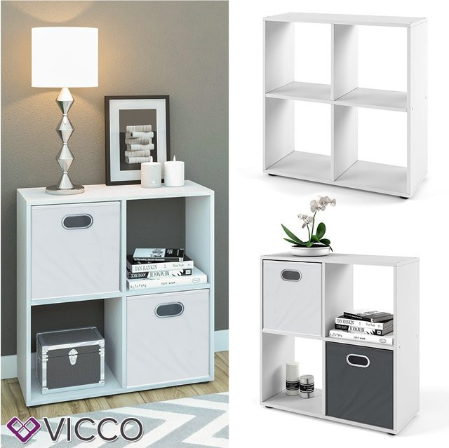 VICCO Raumteiler TETRA Würfelregal mit 4 Fächern in Weiß - Bild 1