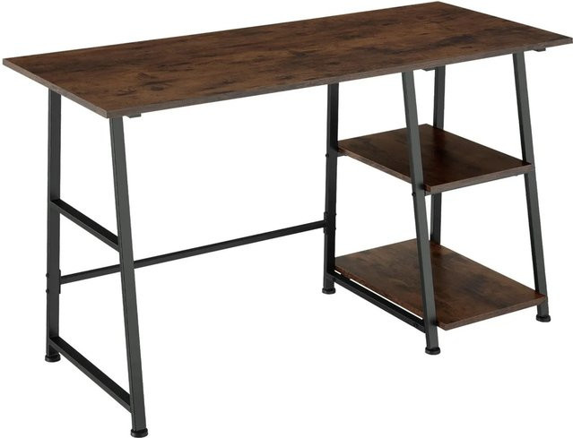 tectake Schreibtisch im Industrial Style mit Seitenregal und Ablagefächern, Farbe Holz Dunkelbraun, B/T/H: 120 x 50 x 73,5 cm - Bild 2