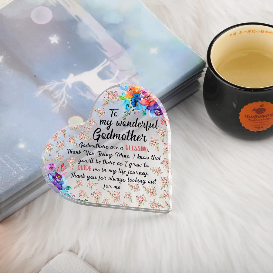 CIFBUY Acryl-Herz-Dekoration in Weiß und Multicolour mit floralem Design als Tischdeko oder Taufgeschenk - Bild 2