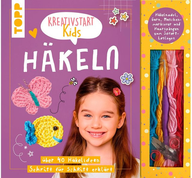 Topp Kreativstart Kids Häkeln Set mit Garn in vier Farben - Bild 1
