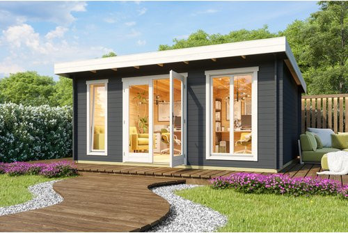 Lasita Holz-Gartenhaus Dorset mit Flachdach in Carbongrau, B/T/H: 540 x 460 x 239,4 cm - Bild 1