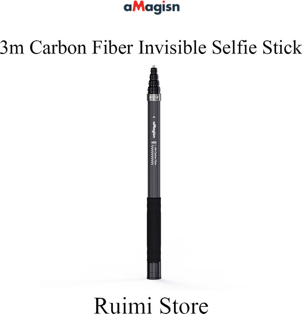 aMagisn Unsichtbarer Selfie-Stick aus Kohlefaser, 3 m erweitertes Einbeinstativ in Schwarz, Zubehör für GoPro Max, Insta360 X3 X4 X5 und DJI Osmo 360 - Bild 1