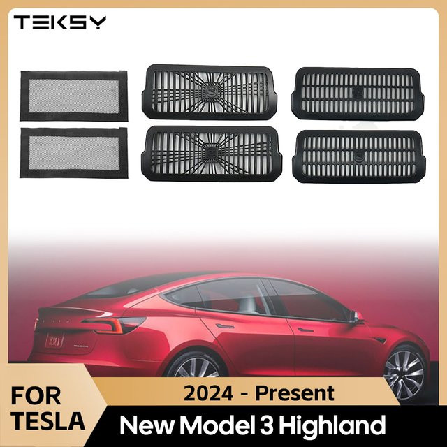 TEKSY Schutzabdeckung für Tesla Model 3 Highland 2024 hintere Lüftungsschlitze, Schwarz - Bild 1