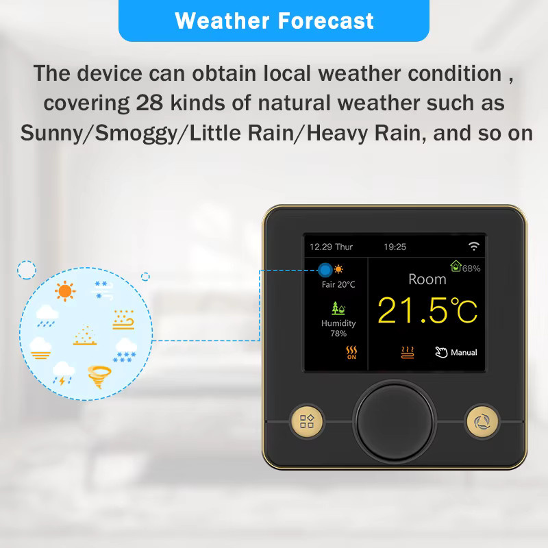 Tuya Smart WiFi Thermostat für elektrische Bodenheizung und Gasheizung in Schwarz mit Alexa und Google Home Integration - Bild 3