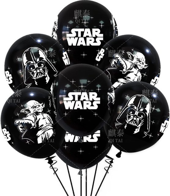 Star Wars Party-Dekoration: Runde Latex-Ballons mit Sternen-Motiv in Schwarz für Kindergeburtstage (12 Stück) - Bild 1
