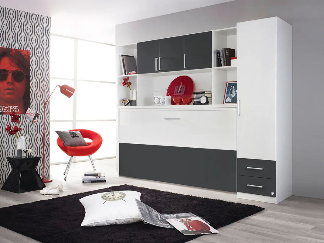 RAUCH ALBERO Querklappbett mit Regalelement und 1-türigem Schrank in Alpinweiß und Grau-metallic, Breite: 90 cm, Tiefe: 200 cm, Höhe: 214 cm - Bild 2