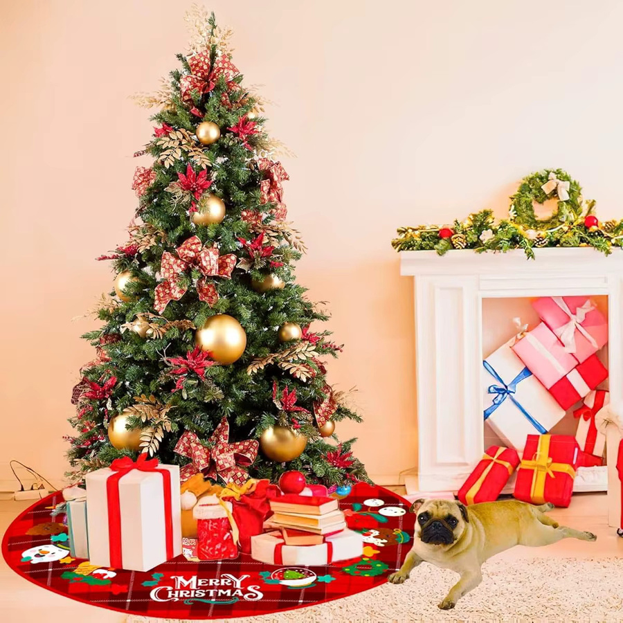 VIKAMA Weihnachtsbaum Rock mit Cartoon-Motiv und kariertem Design zur Weihnachtsdekoration - Bild 2