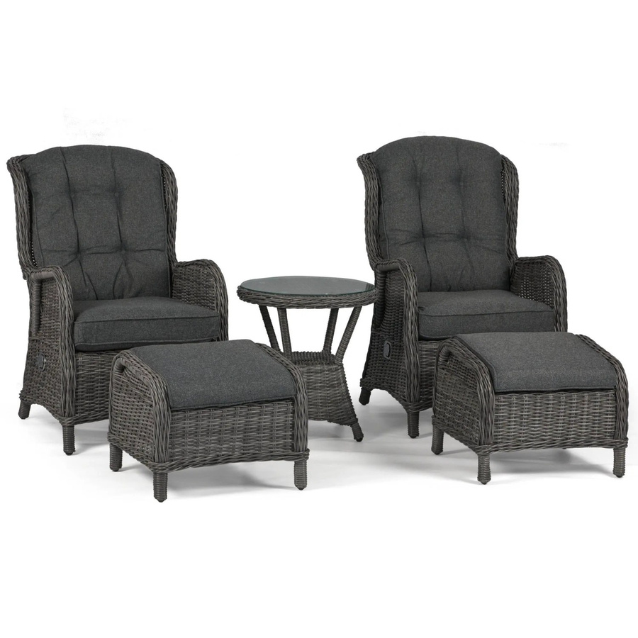 Osoltus Sandy Stone Set aus Aluminium und Poly Rattan, 5-teiliges Gartenmöbel-Set mit verstellbaren Korbsesseln und Ohrensesseln in Anthrazit - Bild 2