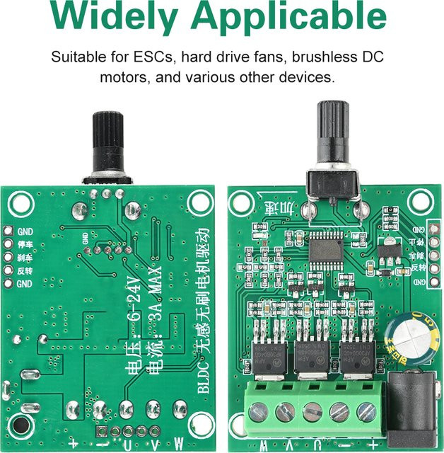 Aideepen Bürstenloser Motortreiber Aideepen DC 5–24 V 75 W PWM-Geschwindigkeitsregler ESC Elektronik-Kit in Grün - Bild 1