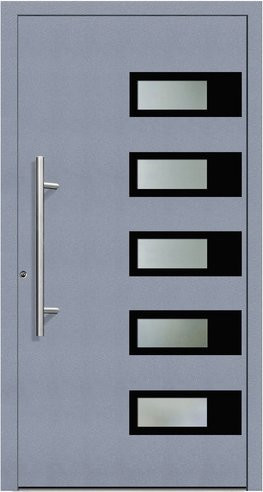 KNOCK Flügelüberdeckende Kunststoff-Haustür Terra mit Glaseinsatz, grau, B: 100,0 cm, H: 210,0 cm, T: 58,5 cm - Bild 1