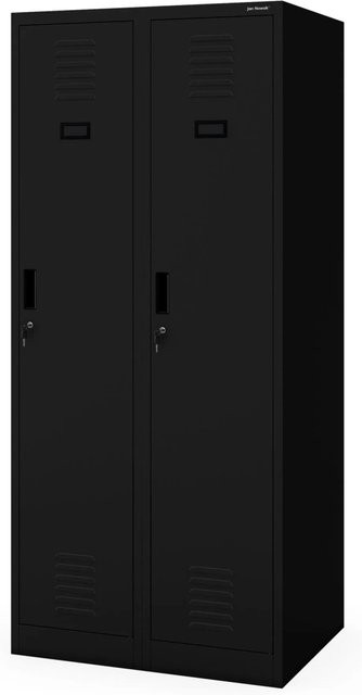 Jan Nowak Garderobenschrank Kacper D600 aus Metall in Schwarz mit Scharniertüren und Schloss, H x B x T: 180 x 80 x 60 cm - Bild 1