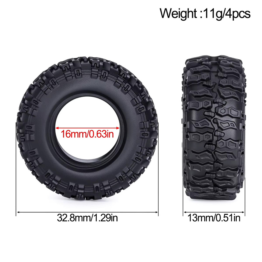 AXIAL Gummireifen & Messing-Felgennaben, 4-teiliges Set, 1:30, für RC Crawler Auto Upgrade-Teile - Bild 2