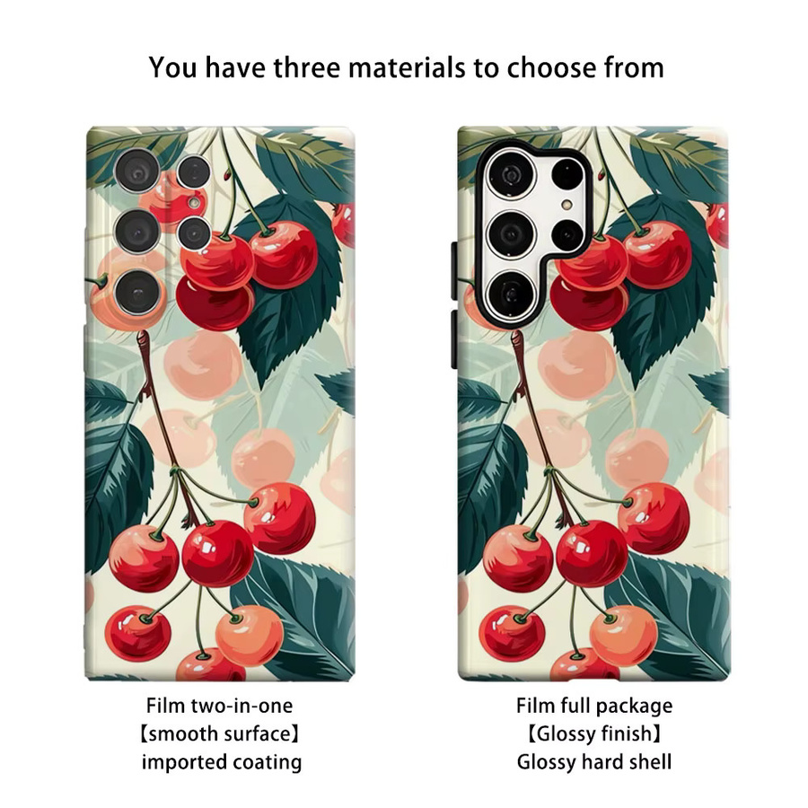 Aurbe Handyhülle für Samsung Galaxy S26 S25 S24 S23 Ultra Plus HD Hard Cherry Delight Doppelschicht-Filmhülle in Multicolour - Bild 2