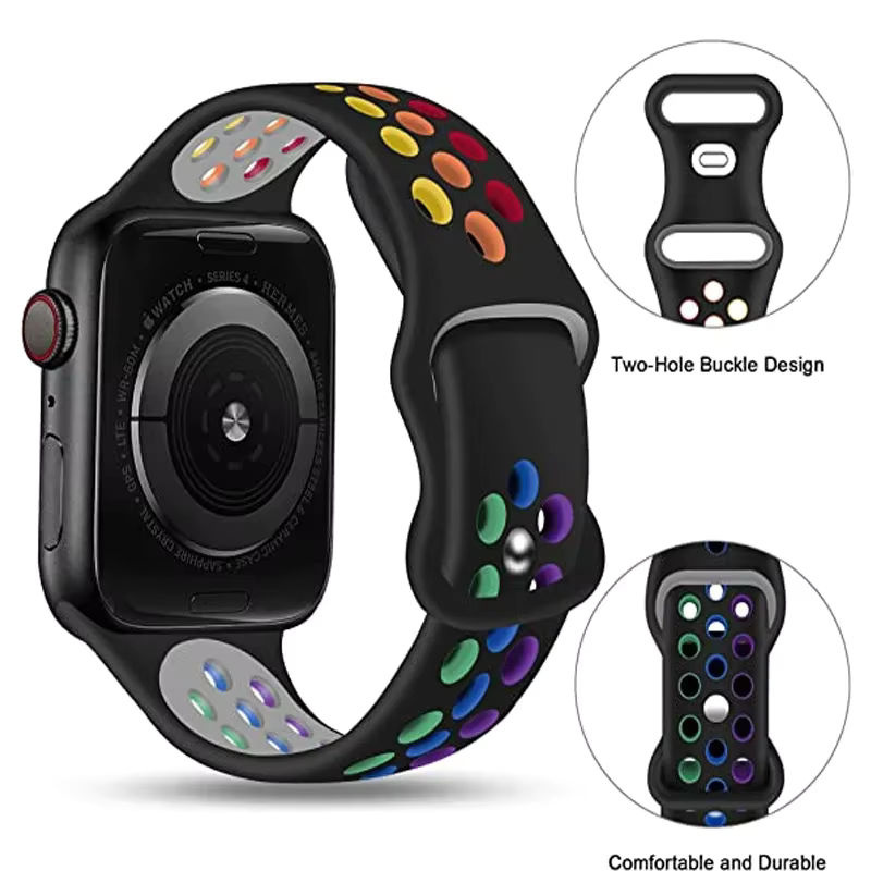 Silikonarmband für Apple Watch, Schwarz, Unisex - Bild 2