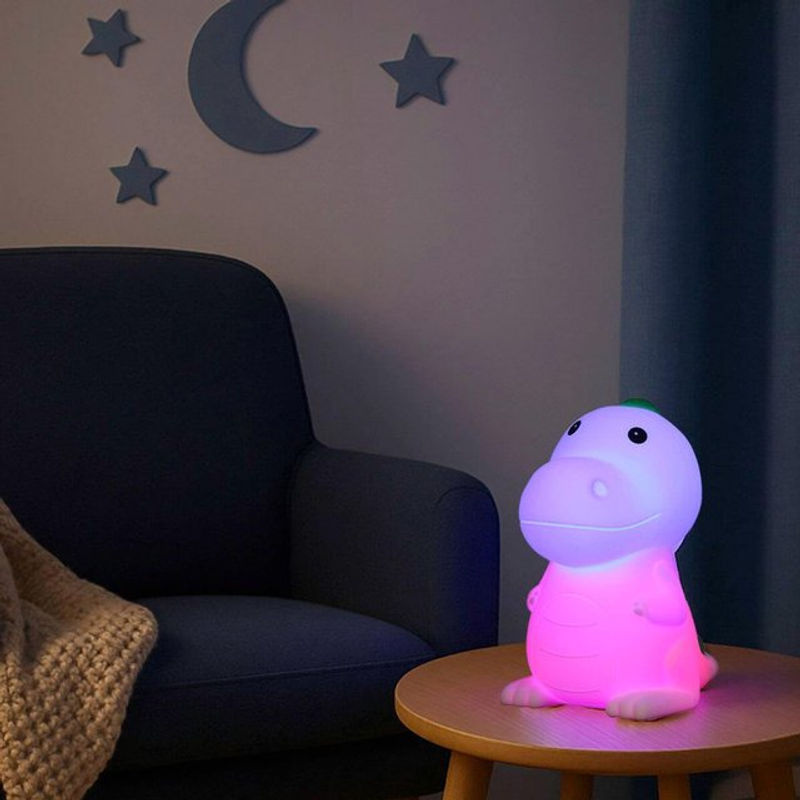 FH Lighting Nachtlicht Dino Poldi aus Silikon in Weiß mit LED und Touch-Funktion - Bild 2