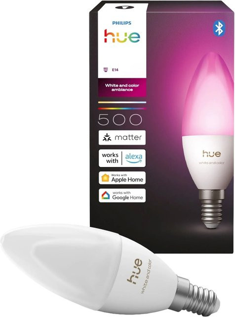 Philips Hue White & Colour Ambiance LED-Leuchtmittel Kerzenform E14, dimmbar, 500 lm, Weiß/Multicolor - Bild 1