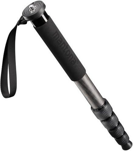 Mantona Pro ONE 165C Einbeinstativ aus Carbon in Schwarz mit Handschlaufe, Arbeitshöhe: 44 - 165 cm, 1/4 Zoll und 3/8 Zoll Anschluss - Bild 1