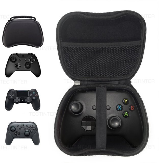 TECTINTER Tragbare Aufbewahrungstasche aus EVA für PS5, PS4, PS3, Xbox Series und Switch Pro Controller in Schwarz - Bild 1