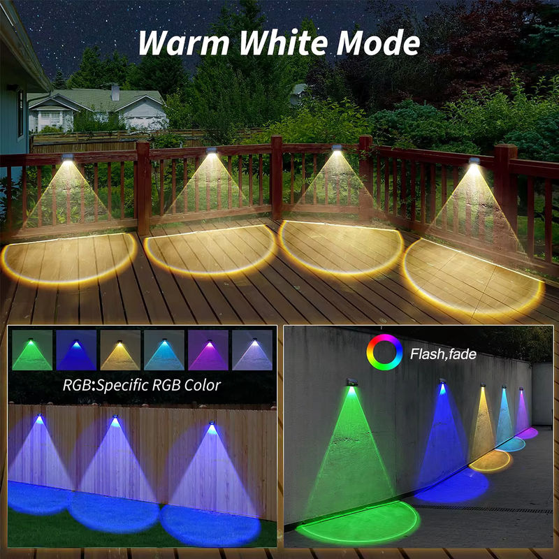 AMARYLLIS Solar Wandleuchte mit RGB-Modi und warmweißem Licht, wasserdichte Solar Zaunleuchte für Garten, Terrasse und Deck in Schwarz - Bild 4