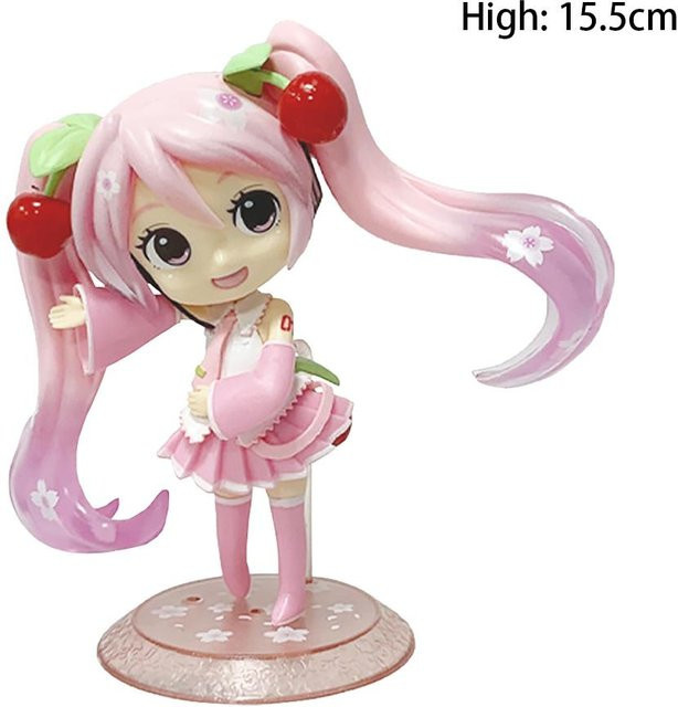 Fashnics Anime Hatsune Miku Figur mit Kirschblüten und Lauch in Rosa und Grün, Höhe: 15,5 cm - Bild 1