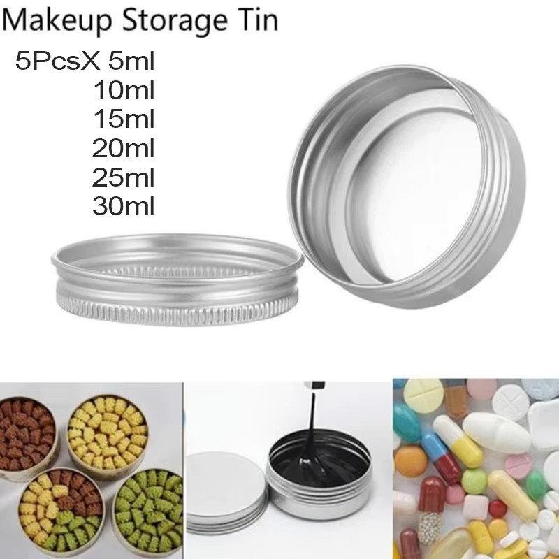 5 Stück Aluminium Mini Behälter aus Metall in Silber mit Schraubdeckel für Kosmetik, Creme oder Lippenbalsam - Bild 3