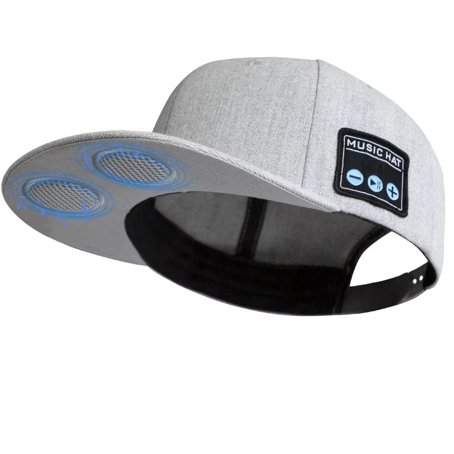 GDLYL Bluetooth-Mütze mit integriertem Lautsprecher und Mikrofon in Grau für Outdoor-Sport - Bild 1