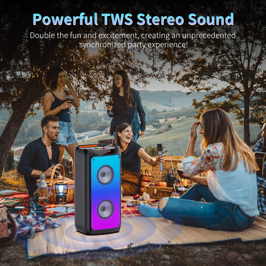 FanFun T10-T Karaoke-Maschine mit 2 kabellosen Mikrofonen und Bluetooth-Lautsprecher als tragbares Party-PA-System - Bild 3