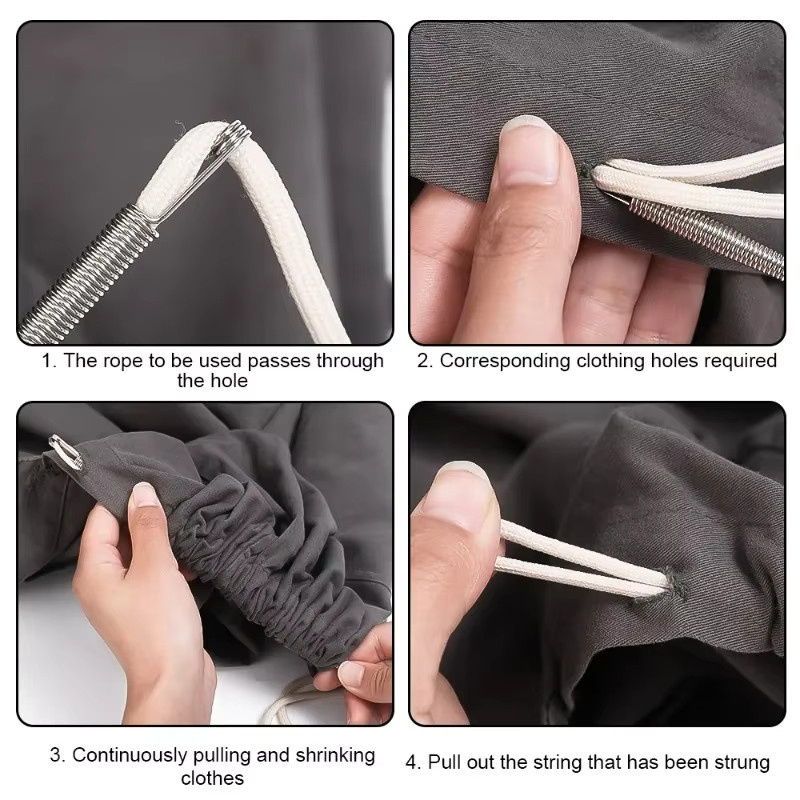 Set aus 1 bis 10 biegsamen Kordelzug-Einfädelern mit Clip aus Metall für Hoodie und Hose als DIY Nähtechnik-Reparatur-Zubehör - Bild 6