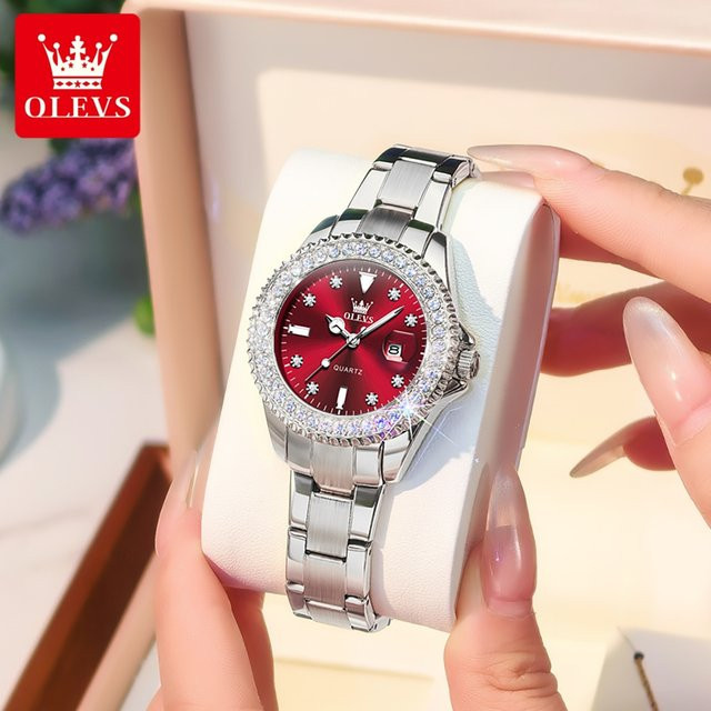 OLEVS Armbanduhr, Diamant, Quarz, Edelstahl, Silber, Damen - Bild 1