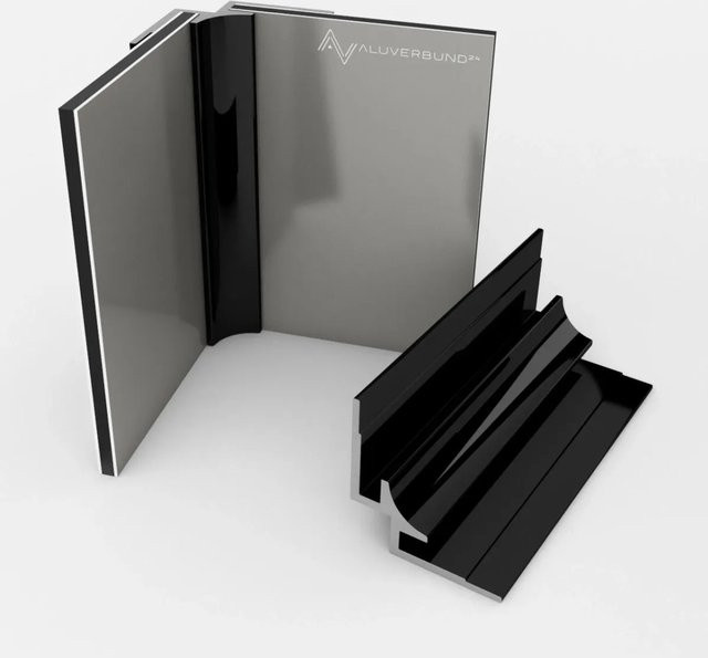 Aluverbund24 Inneneckprofil aus Aluminium für Alu-Verbundplatten, Schwarz RAL9005, Länge: 100 cm - Bild 1