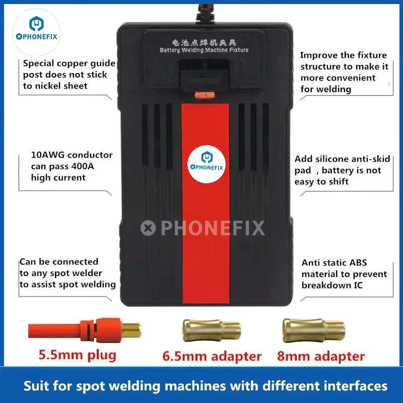 PHONEFIX W23 Professional Edition Akku-Punktschweißgerät in Schwarz mit universeller Halterung für iPhone X-14 Batterie-Reparaturen - Bild 4