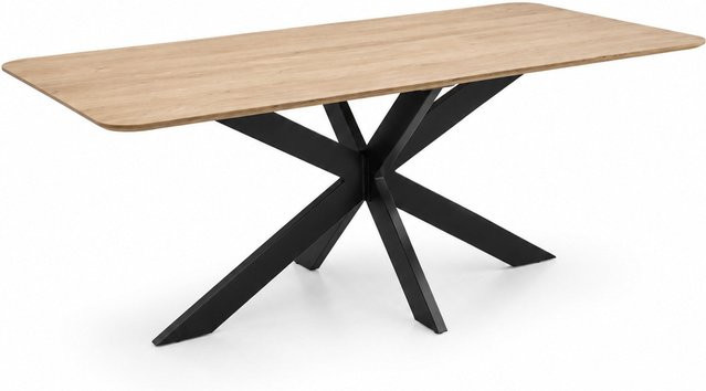 Esstisch aus massiver Eiche mit Spider-Fuß in Schwarz und Braun von AMD Möbel, rechteckig und modern - Bild 1