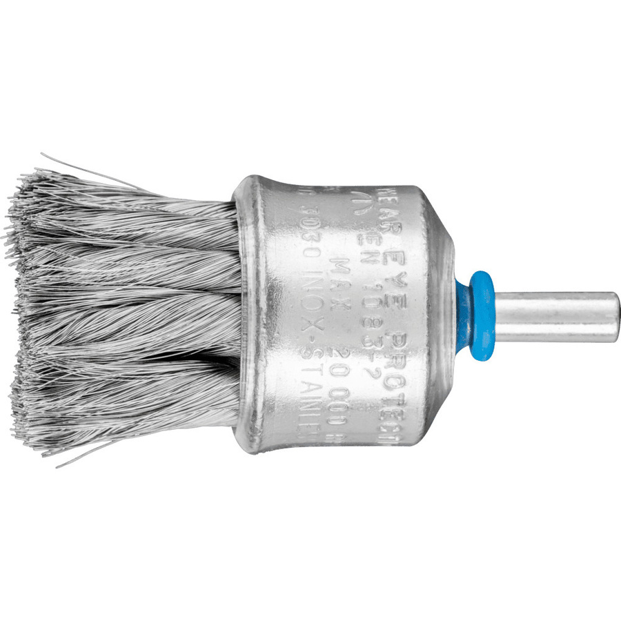 PFERD Pinselbürste PBG mit Kunststoffschutz, gezopft, Edelstahl-Draht, Durchmesser: 30 mm, Schaft-Durchmesser: 6 mm, Farbe: Silber - Bild 1