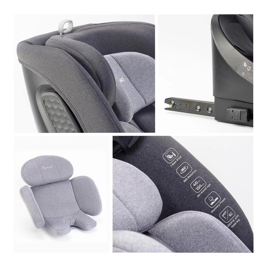 babyGO Kindersitz Move 360 in Grau mit ISOFIX, Basis und 360-Grad-Drehfunktion nach i-Size Standard UN R129 - Bild 2