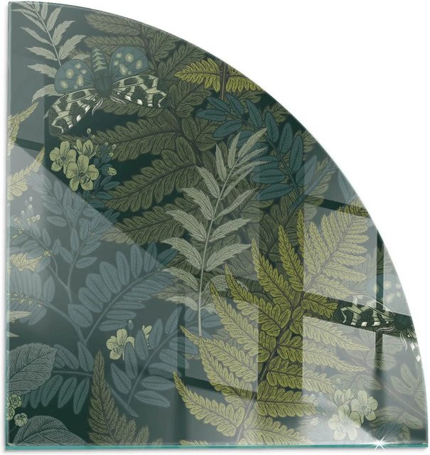 Tulup Glasplatte für Kamin mit Schmetterlings-Design in Grün, B/B: 100 x 100 cm - Bild 1