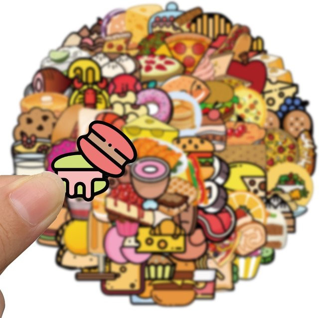 100 Stück Mini Cartoon Lebensmittel Aufkleber von Pop Store in Multicolour für Tagebuch, Laptop und Gepäck - Bild 1