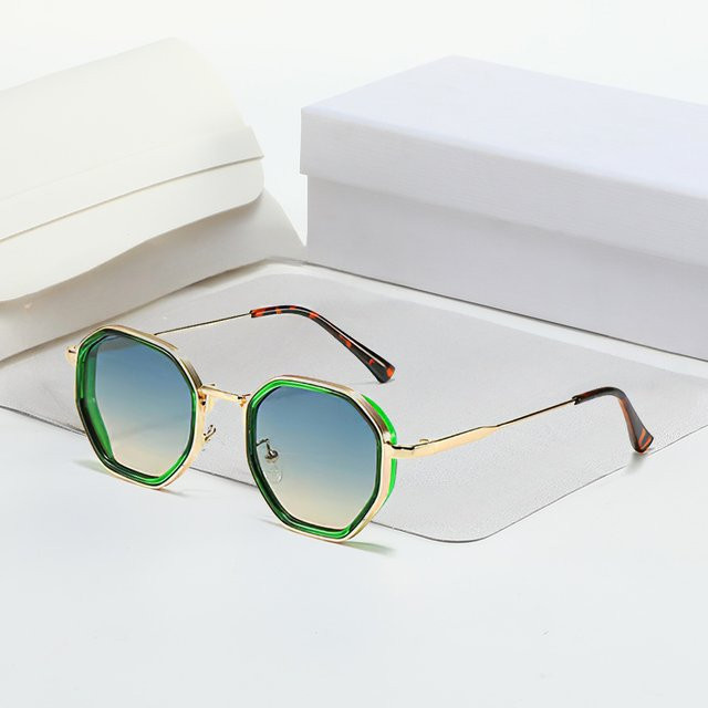 YuYing Sonnenbrille, quadratisch, Vollrand, grün, Damen - Bild 1