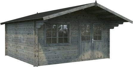 PALMAKO Blockbohlenhaus Britta aus Holz in Grau, B/H/T: 488 x 270 x 580 cm - Bild 1