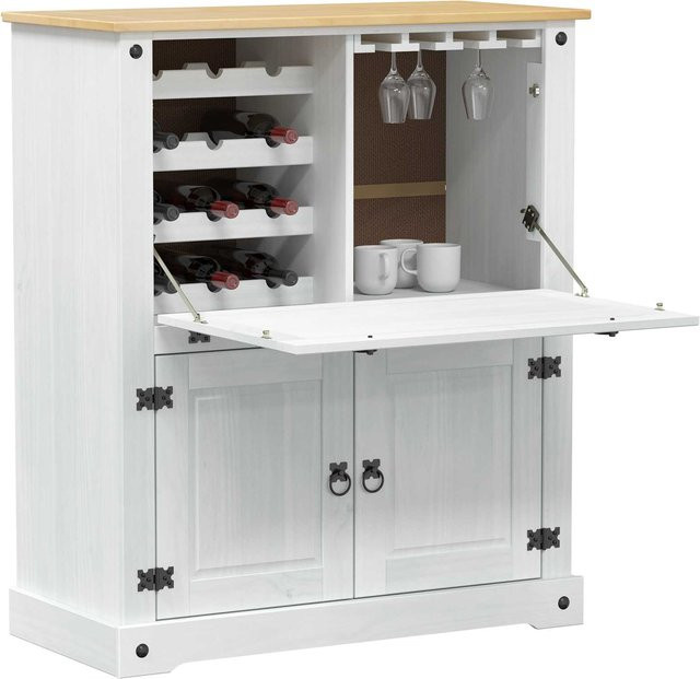Yiwydaa Weinschrank aus Massivholz Kiefer in Weiß, B/T/H: 97 x 45 x 114 cm - Bild 1