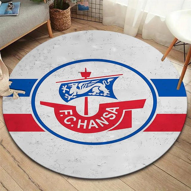 Runder Teppich FC Hansa Rostock, rutschfeste Bodenmatte aus Polyester für Wohnzimmer, Schlafzimmer und Spielzimmer, Durchmesser: 100 cm - Bild 1