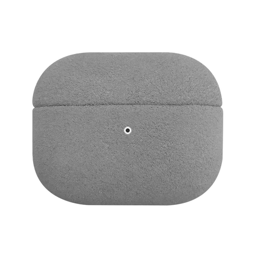 Apple AirPods Pro 3 Schutzhülle aus Wildleder in Grau mit drehbarer Fellabdeckung und kratzfestem Schutz - Bild 4