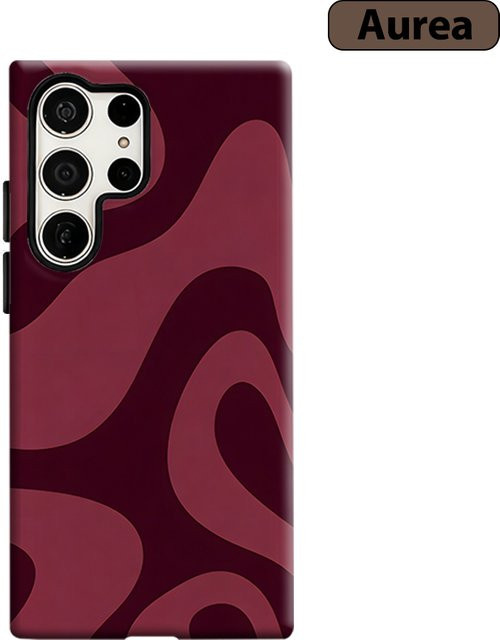 Stoßfeste Doppelschicht Handyhülle mit Wellen-Design für Samsung Galaxy S26 S25 S24 S23 Ultra Plus in Burgunderrot - Bild 1