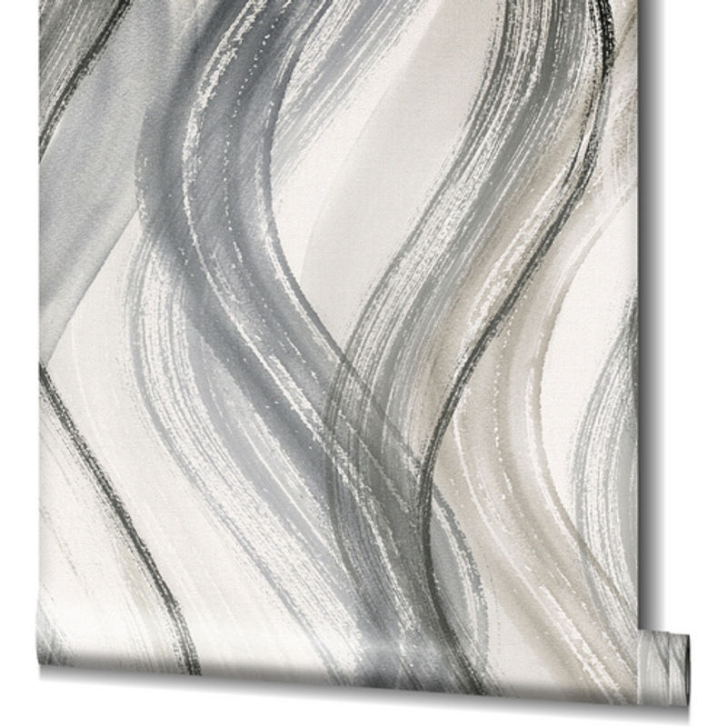 Marburg Vliestapete Shades mit Wellen-Design in Greige-Beige, abstrakt und modern - Bild 3