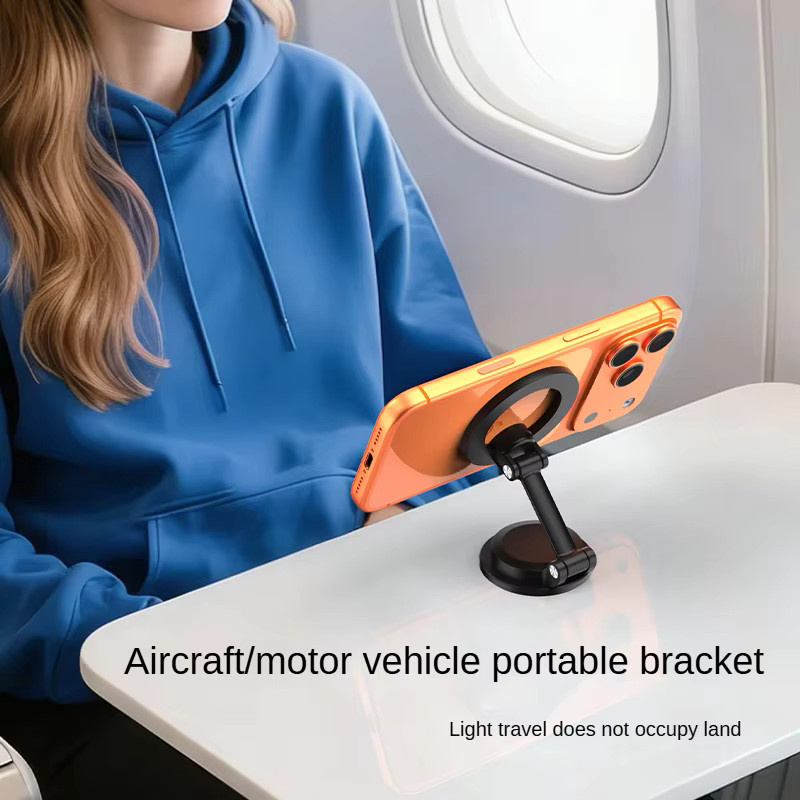 Deepartner Magnetischer Handyhalter aus Zinklegierung in Schwarz, 360 Grad schwenkbar und faltbar mit rutschfestem Silikon - Bild 4