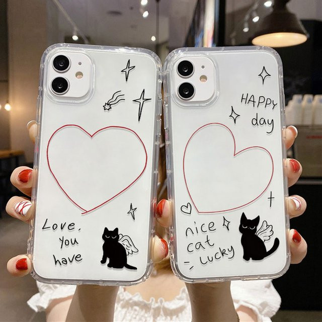 Silikon Handyhülle mit Cartoon Katze Design für Samsung Galaxy S25 Ultra, A56 5G, A55, A54, A36, A16, S24, S23 Plus, A35, A34, A15, A14, A13 in Transparent - Bild 1