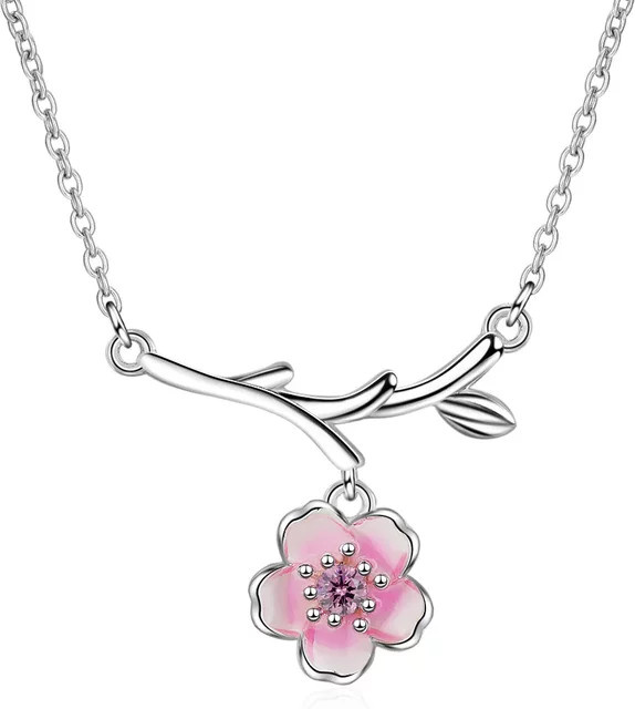 Wing of dream Halskette, 925 Silber, Kirschblüte, Zirkonia, Damen, 40 cm - Bild 1