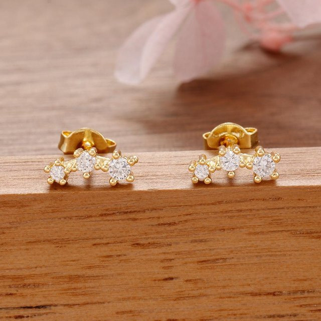 Steckerohrringe Edelstahl, 14K Gold Plated, Zirkonia, Damen - Bild 1