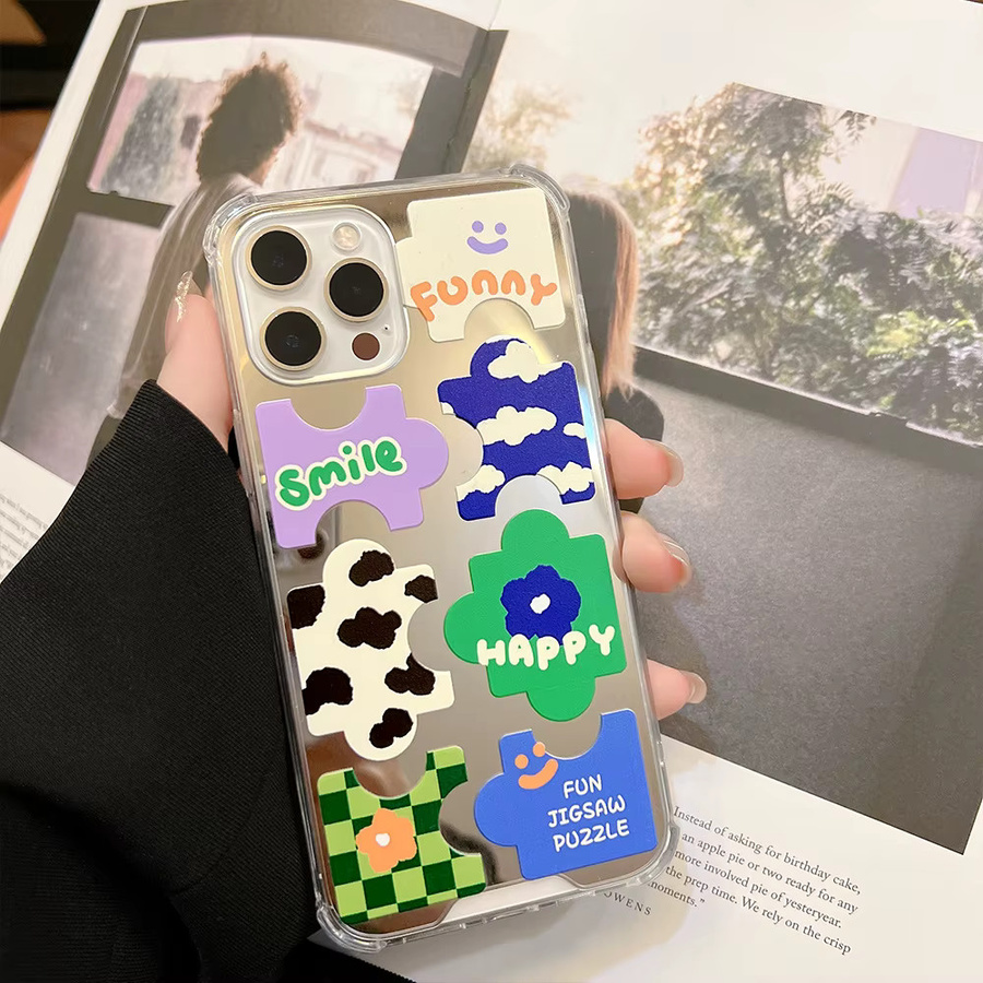 MUQGEW Puzzle Make-up Spiegel Handyhülle für iPhone 11 bis 16 Pro Max Multicolor - Bild 4