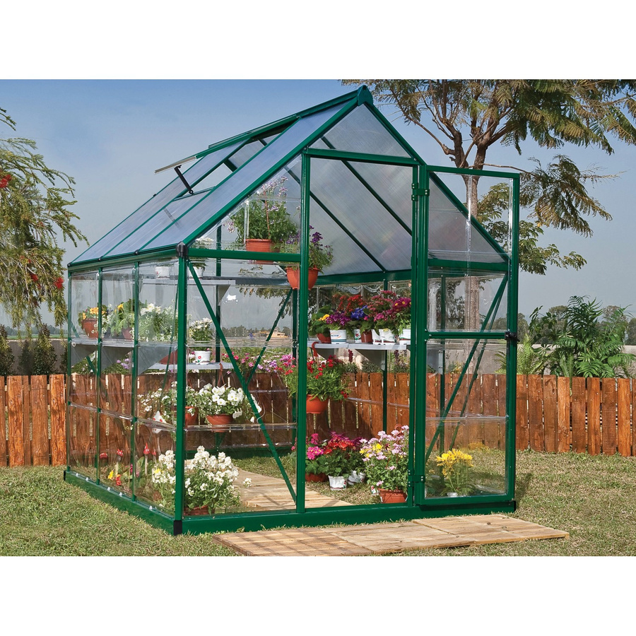 CANOPIA by PALRAM Hybrid Gewächshaus Grün mit Fundamentrahmen und Polycarbonat-Verglasung, 3,4 m² - Bild 2