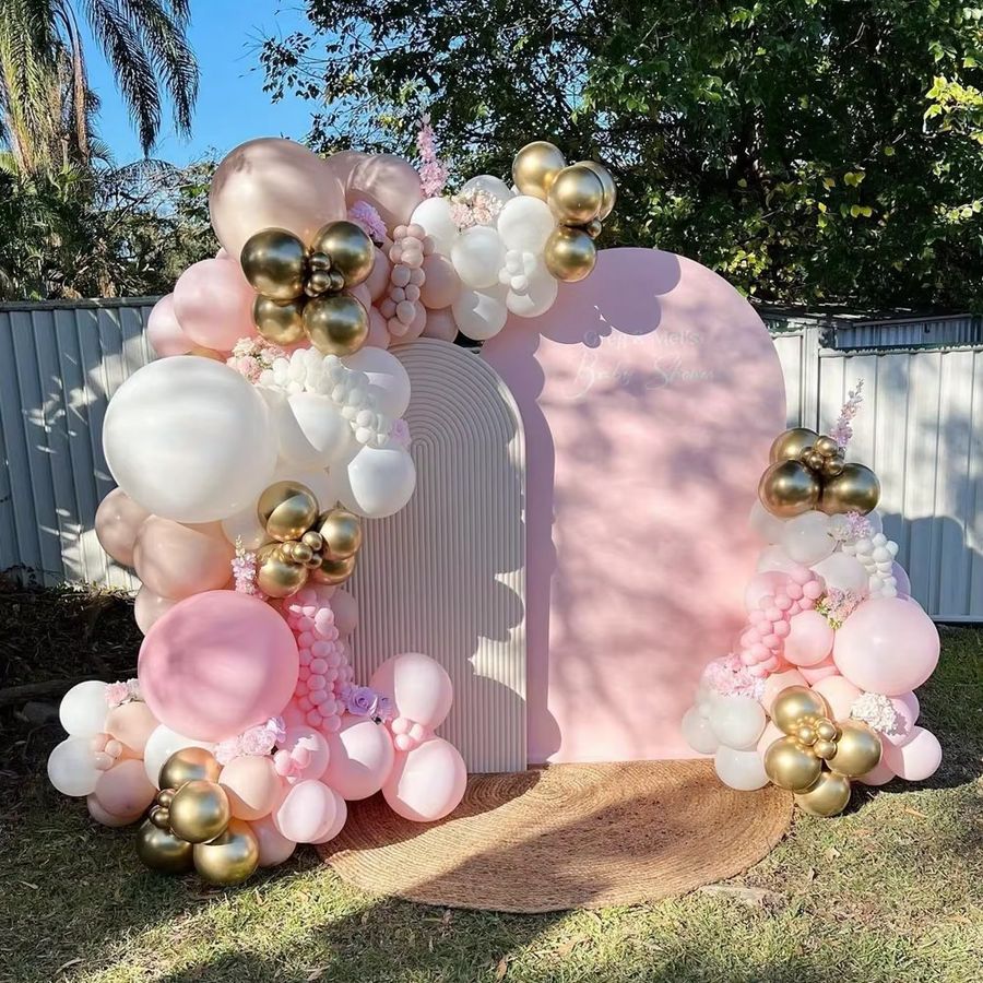 Ballongirlande Kit BALONAQ aus Latex in Rosa, Weiß und Gold für Babyparty, Geburtstag, Brautparty oder Hochzeit - Bild 2